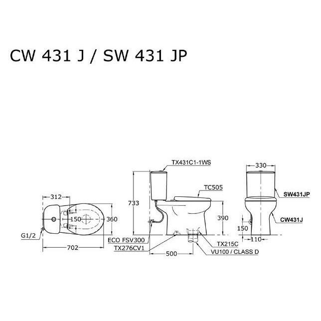 KLOSET Duduk TOTO CW431J / Closet Duduk CW 431J / CW 431 J