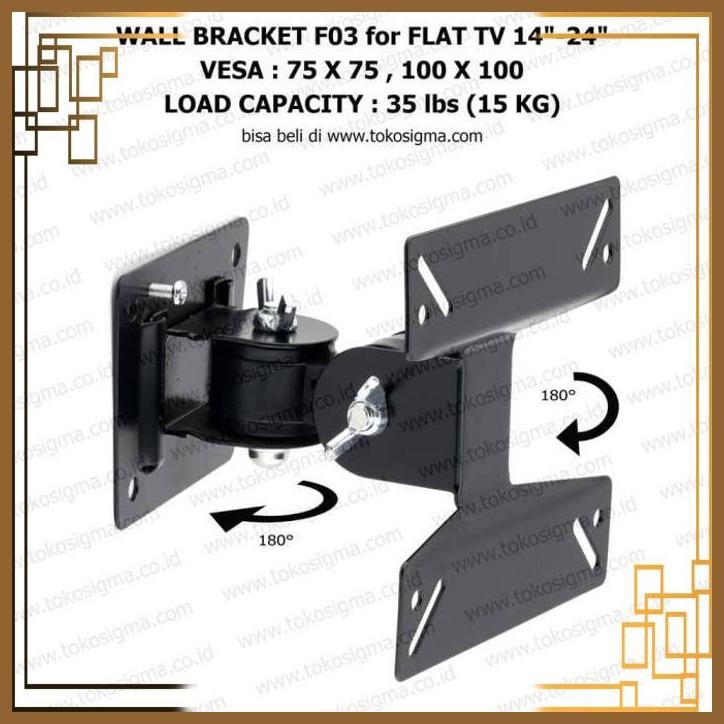 [TPK] Braket breket BRACKET F03 untuk PC Monitor Curve FLAT TV 14 17 19 21 22 23 24 27 inch pasang d