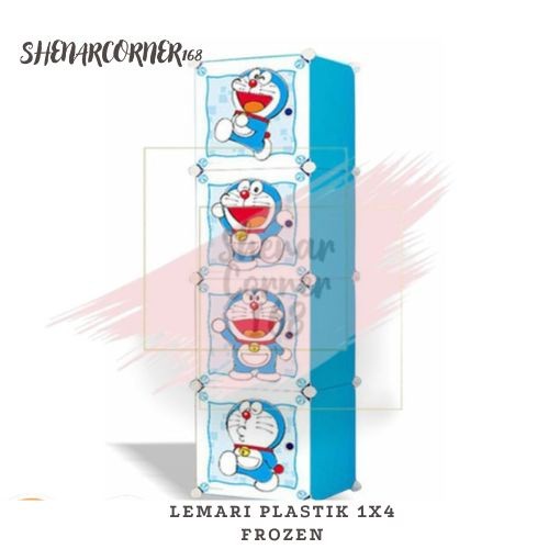Unik Lemari Baju Plastik 4 Kotak / Rak Lemari Susun Baju Pakaian Anak Bayi Portable / Lemari 1 Pintu