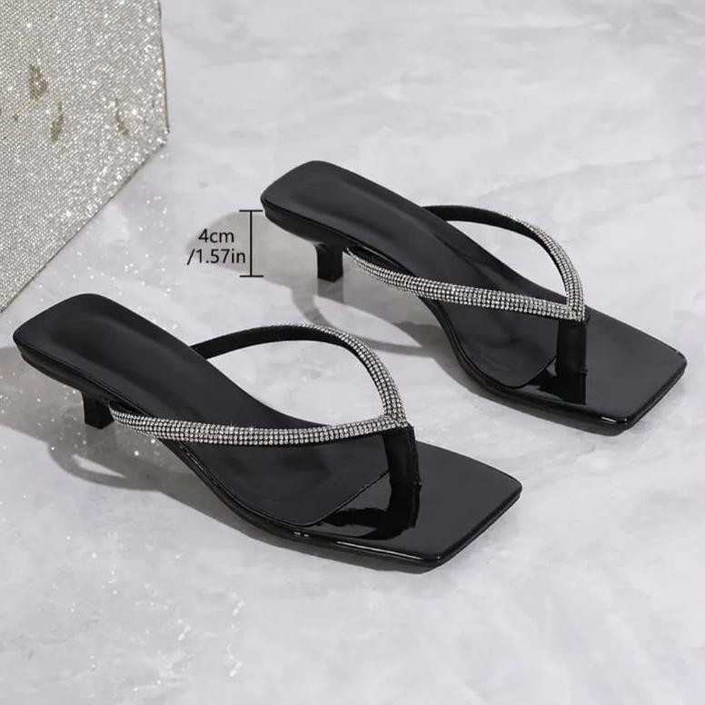 Series Ar 15 Sandal Wanita Heels Jepit Hak Stiletto 4 Cm