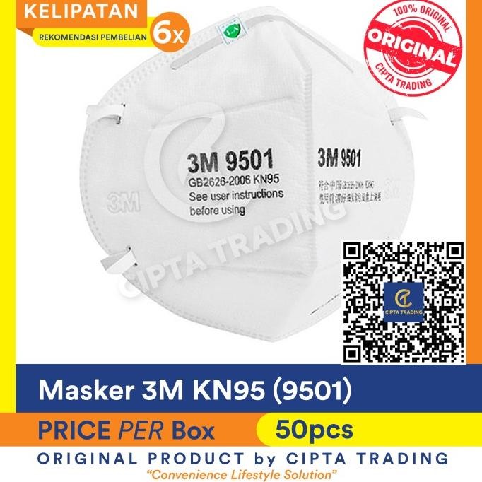 Masker - 3M - Kn95 9501+ (Per Box 50 Pcs) New Stok
