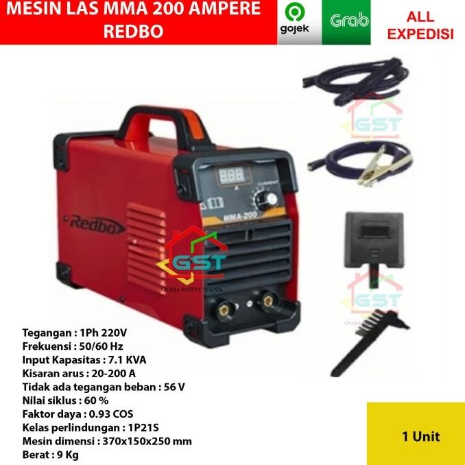 mesin las mma 200 ampere REDBO inverter travo las 200a
