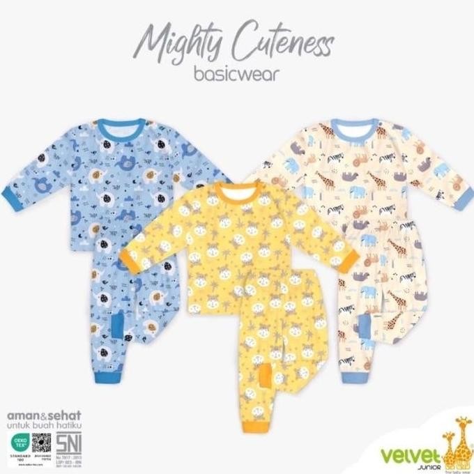 (3 Pcs) Velvet Junior Motif Terbaru Baju Tidur Piyama Anak Bayi Laki Laki Perempuan Promo