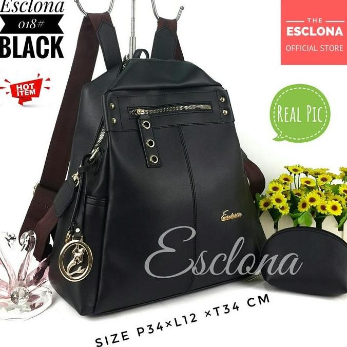 Esclona Tas Wanita Ransel Original E018 Tas Punggung Laptop Tas Kantor Gendong Kantor Kerja Kuliah B