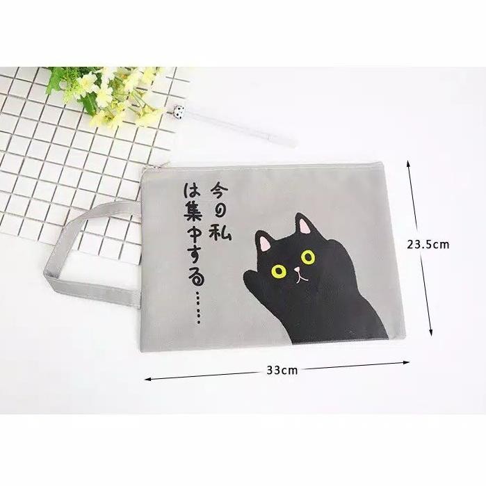 

hj-64 PORTABLE A4 FILE STORAGE POUCH MOTIF JAPANESE CAT / TEMPAT FILE A4 CAT / TEMPAT ALAT TULIS Hemat