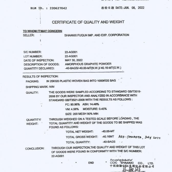 Graphite powder/bubuk Graphite per sak @1kg murah