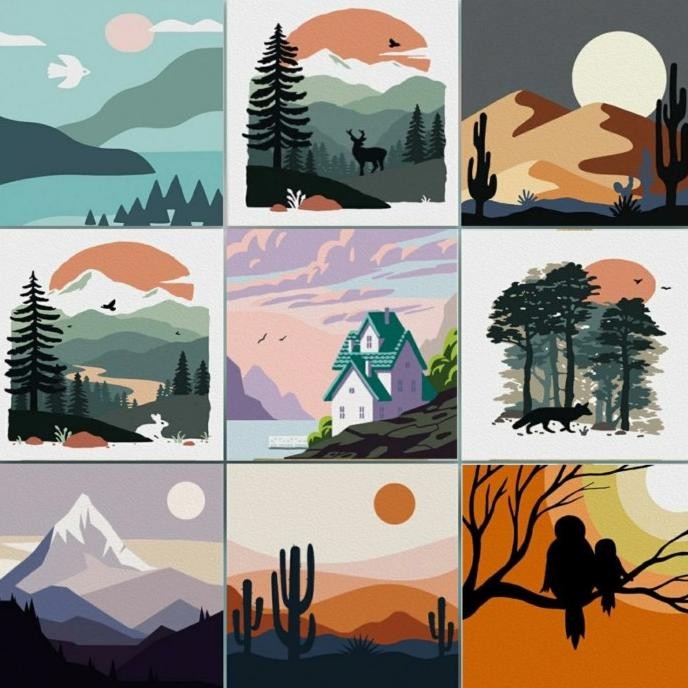 

DIY painting by number 20x20cm kerajinan tangan BEAUTIFUL SCENERY murah