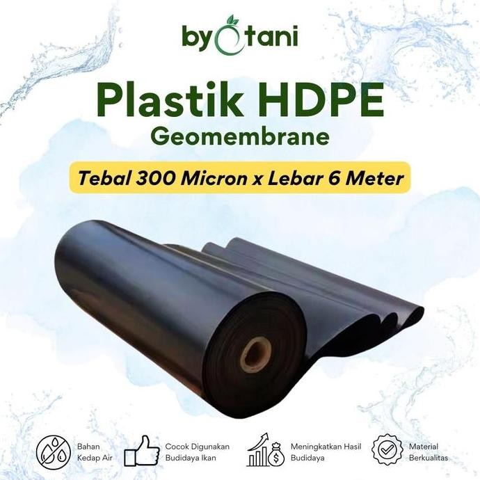 Plastik Hdpe Geomembran Tebal 300 Micron Lebar 6 Meter - Plastik Geomembran Kolam Ikan New Stok
