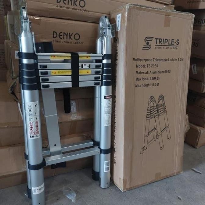 Tangga Lipat Teleskopik 5 Meter Double  Tangga Lipat Alumunium 5 Meter New Stok
