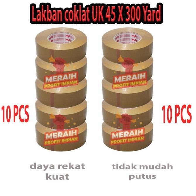 

( 10 Pcs ) - Lakban Coklat Uk 45Mm X 300 Yard - Roy - Mpi New Stok