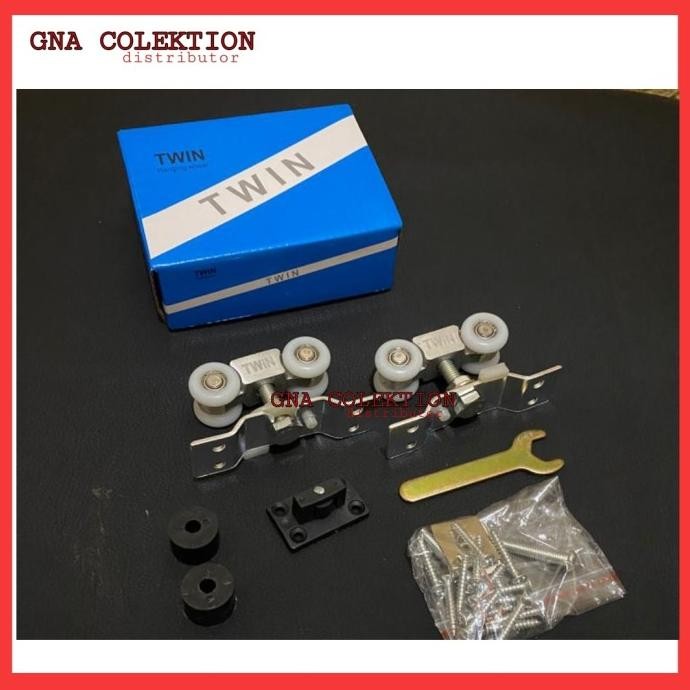 Roda Pintu Sliding Roda Husky Twin Roda Pintu Geser 1Set Lengkap New Stok