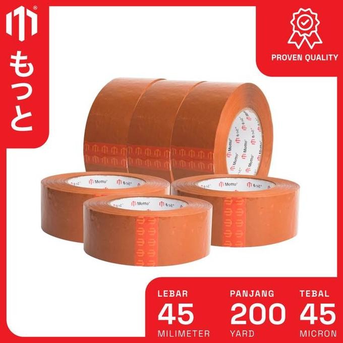 

Lakban 45Mm X 200 Yard Cokelat - Slop (6 Pcs) - Motto Opp Tape New Stok