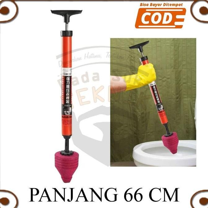 Plunger High Pressure Toilet Pompa Wc Mampet Jongkok/Duduk Pendorong Air Pipa Tersumbat New Stok