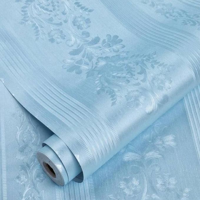 Diskon Beli 3 Gratis 1 // Bayar Cod Wallpaper Sticker Dinding Motif Polos Putih Salur Batik Bunga | 