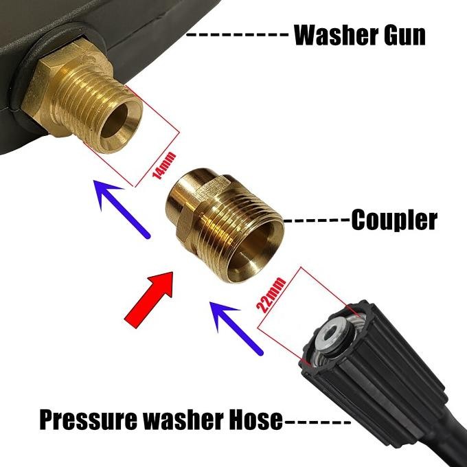ADAPTOR KONVERTER NEPEL FEMALE M14 TO MALE M22 SAMBUNGAN SELANG GUNJET murah