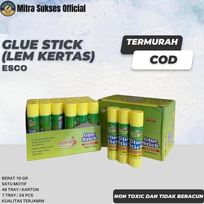 

Glue Stick ESCO 10g 1Pack (24 pcs) - 100% Original Quality - Plastik murah