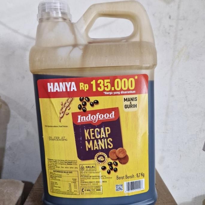 

Kecap Manis Indofood Jerigen 5.7kg Grosir GOJEK murah