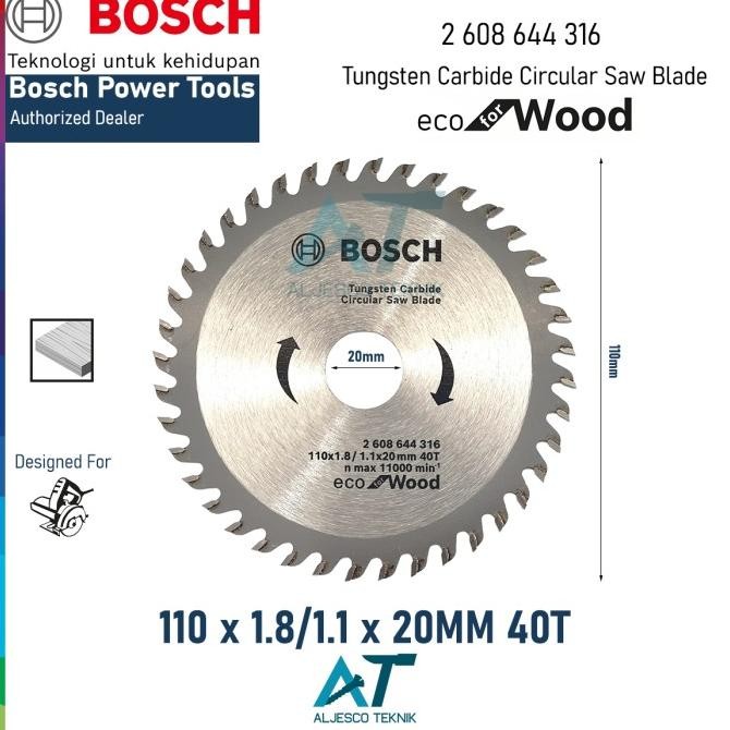 BOSCH MATA GERGAJI KAYU 4 INCH 40T ECO CIRCULAR SAW BLADE murah