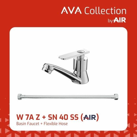 Aer - Bundling Kran Wastafel Keran Ava W 7A Z & Air Selang Air Fleksibel Sn 40 Ss New Stok