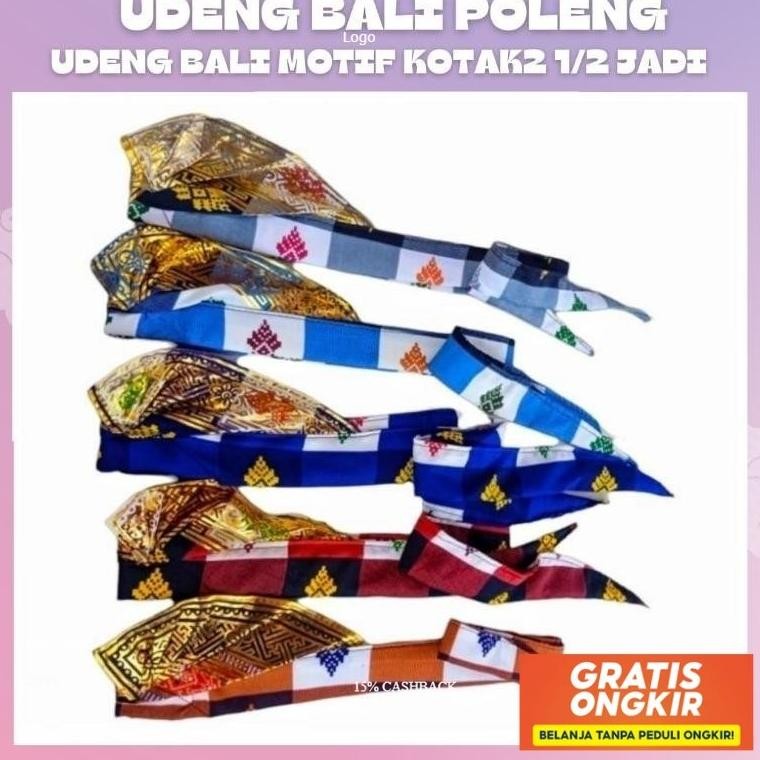Udeng Bali Kotak- Kotak Poleng/Ikat Kepala Bali/Udeng Setehah Jadi/Udeng Jadi Bali Siap Kirim Origin