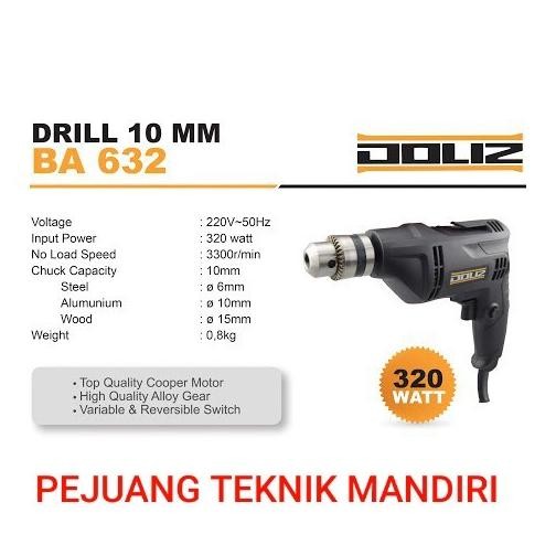MESIN BOR TANGAN 10MM DOLIZ BA632 / BOR TANGAN 10 MM DOLIZ BA 632 murah