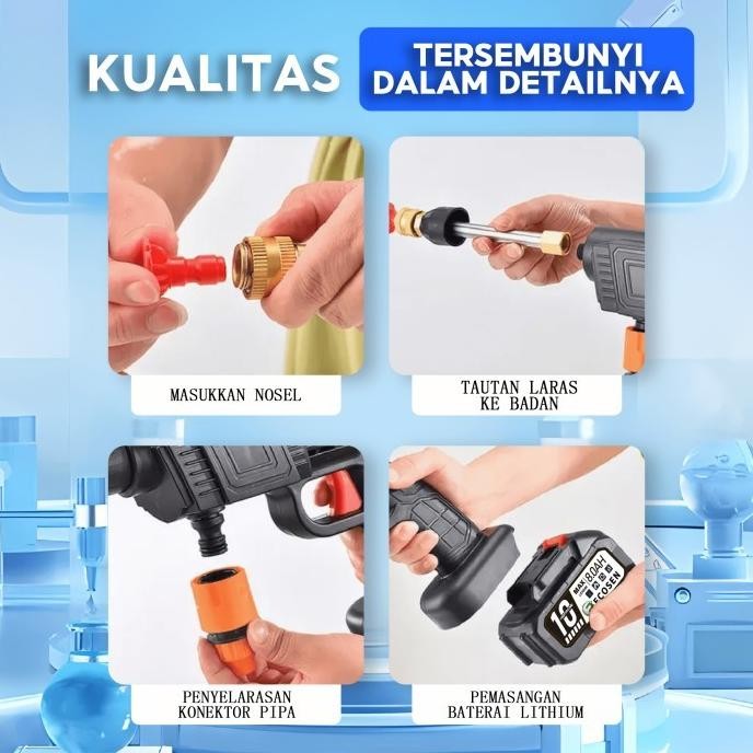 Mesin Cuci Mobil Alat Steam Cuci Motor Mobil Alat-ECOSEN 2Baterai 199V