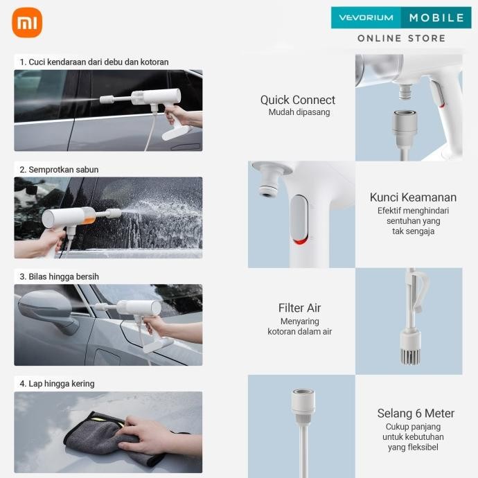 Xiaomi Mijia Cordless Car Washer Alat Mesin Cuci Mobil Motor Wireless Portable Jet Cleaner
