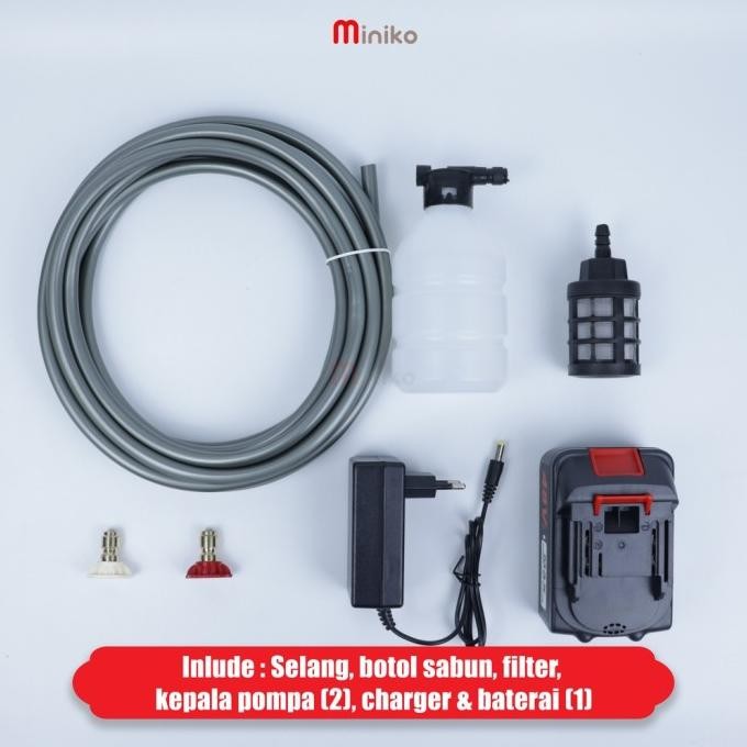 Jet Cleaner Cordless 21Volt,48Volt Dan 96Volt Set Alat Cuci Motor Dan Mobil Miniko