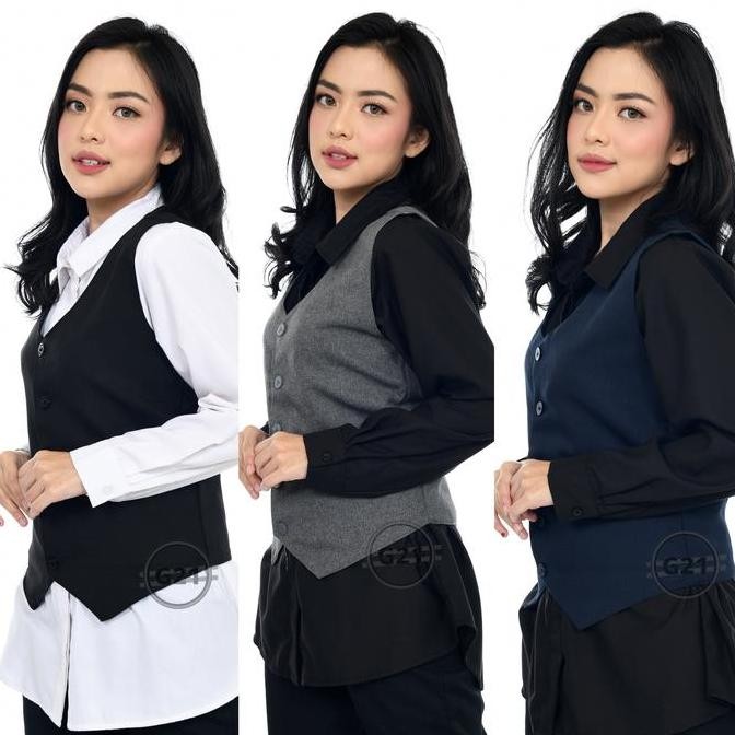 Grosir Rompi Vest Jas Wanita Formal Hitam Slimfit Kerja Kantor Premium High Quality