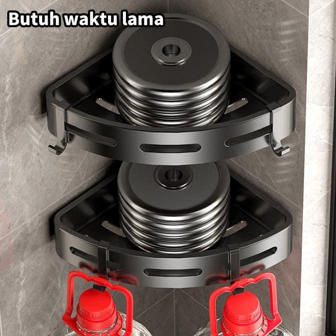 Murah Marine Rak Sudut Kamar Mandi Rak Dinding Tanpa Bor Rak Penyimpanan Dinding Warna Abu-Abu Rak S
