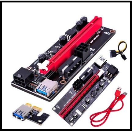 Pci-E Riser Extender Card Ver 009S Black Board Led