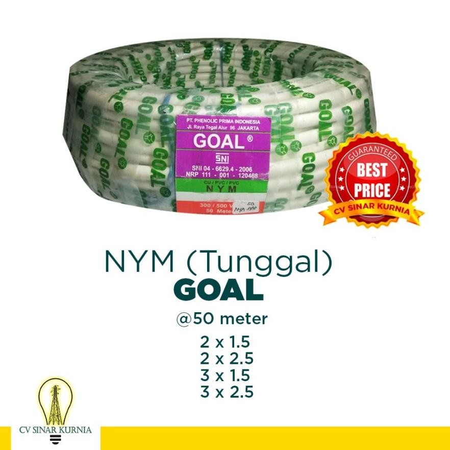 Kabel Listrik Tunggal NYM 2x1,5 2x1.5 50M GOAL| GOAL Kabel NYM | SNI MURAH