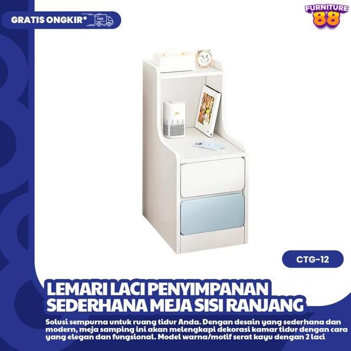 Promo Furniture88 Meja Nakas Sisi Ranjang Meja Kamar Tidur Degan Laci Tempat Penyimpanan Meja Untuk 