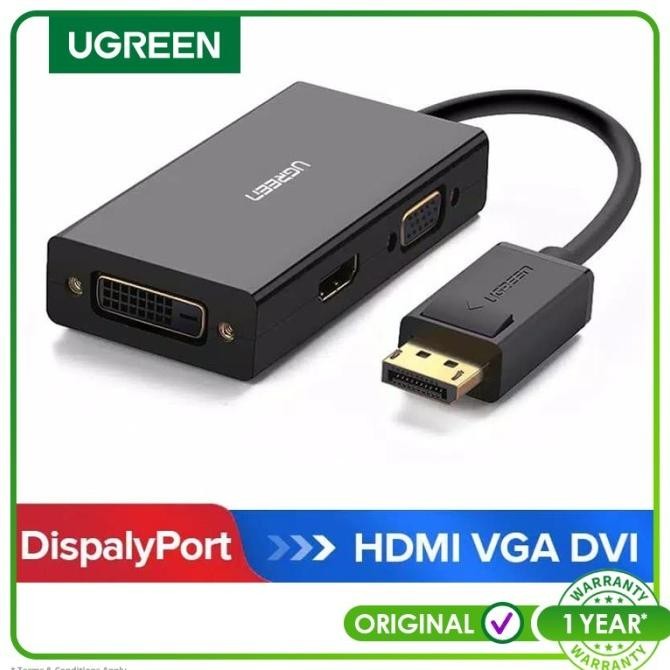 Ugreen 3 In 1 Displayport To Hdmi Vga Dvi 4K Converte Black-20420 Co
