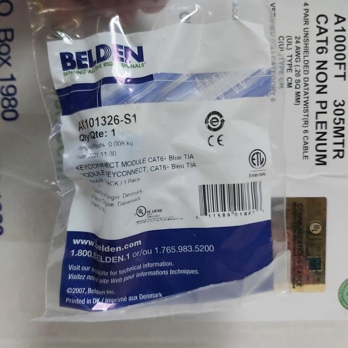 Belden modular jack cat 6 Blue / Modular cat6 Belden Biru
