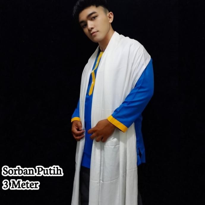 sorban rayon putih panjang 3meter lebar 1meter sorban habib ustadz