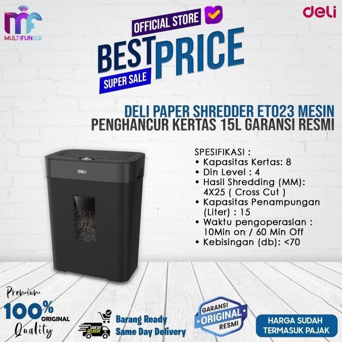 

Promo Deli Paper Shredder Et023 Mesin Penghancur Kertas 15L Garansi Resmi