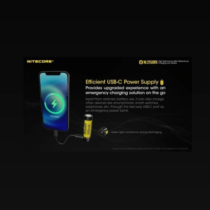

Grosir Nitecore Nl2150Rx 5000Mah Usb-C Rechargeable 21700 Battery