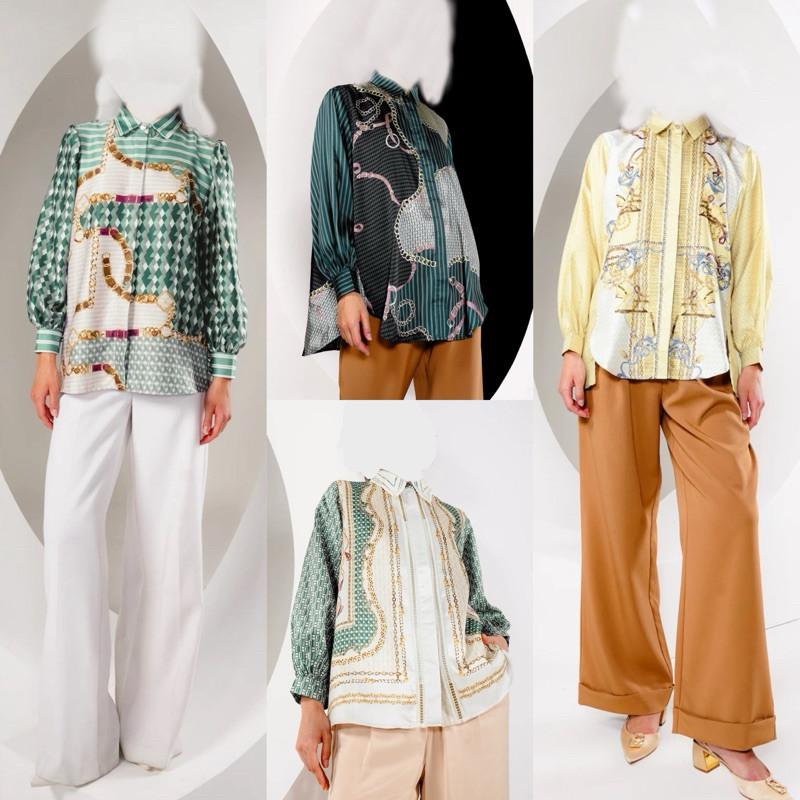 [baca deskripsi⚠️] BENANG JARUM LUMINOSA PUFFY SHIRT LUMINOSA MIX LACE SHIRT GREEN LUMINOSA YOKE SHI