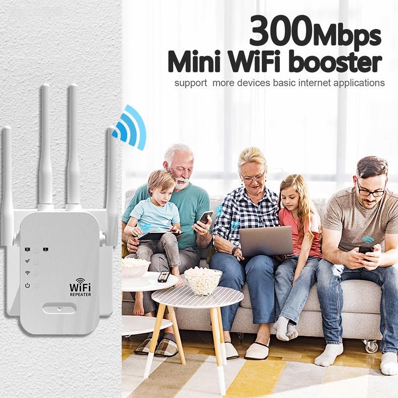 5G Dual Band 4 Antena Penguat Sinyal Wifi 300M Wireless Wifi Range Extender Network Extender