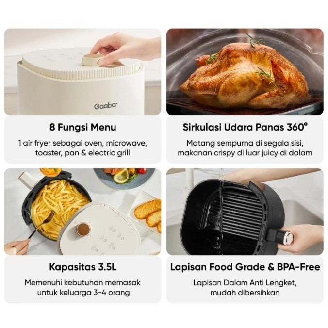 Murah Gaabor Air Fryer 3.5L Mesin Penggorengan Tanpa Minyak Low Watt Multifungsi Serbaguna Af35M Ser