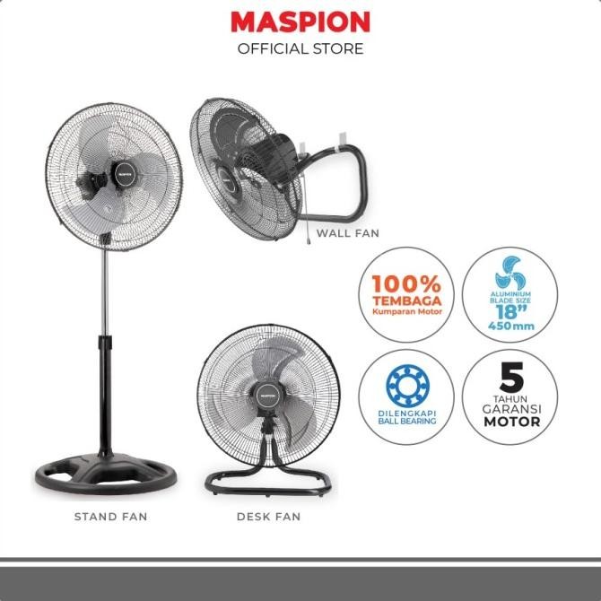 Kipas Angin Besi Turbo Maspion Pw 451 18 18 Inch Power Fan 3 In 1 New Stok