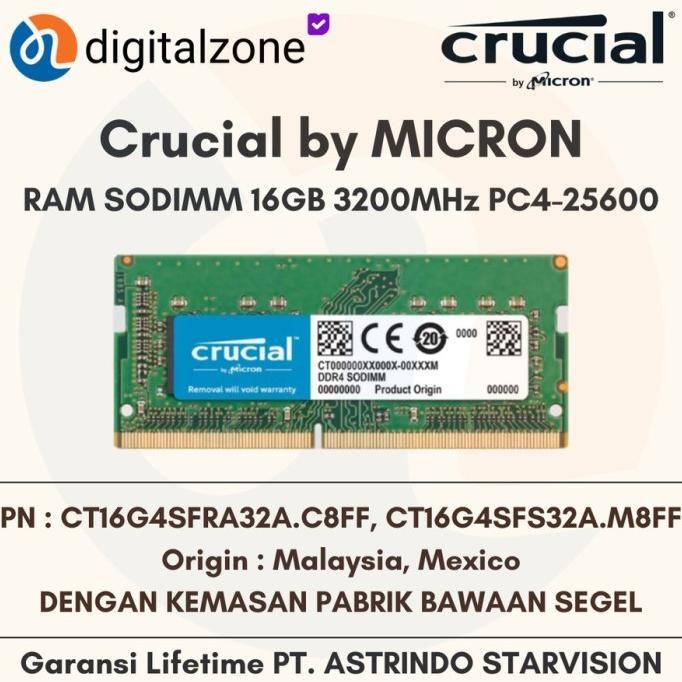 Crucial 16Gb Ddr4 3200Mhz Sodimm Ram Laptop 16Gb Ddr4 Sodimm 16Gb 3200 Co