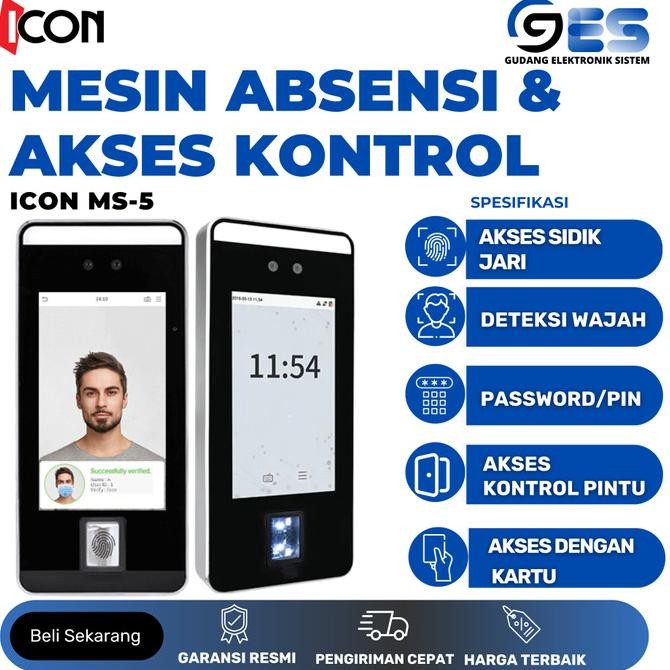 

Promo Mesin Absensi Wajah Sidik Jari Icon Ms- V5L Support Wifi Rfid Adms High Quality Bergaransi Dan Bisa Untuk Akses Kontrol Pintu