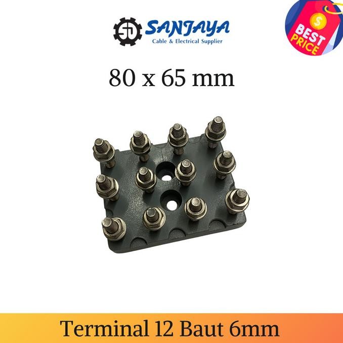 Terminal Koneksi Dinamo 12 Baut 6Mm M6 Elektro Motor 80X65Mm New Stok