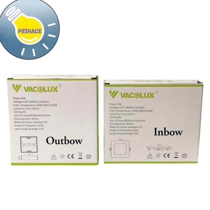Lampu LED Panel Light 9W VACOLUX Kotak Inbow / Outbow Changeable CCT