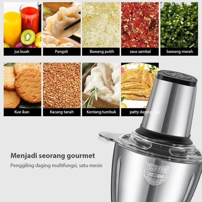 Murah Vishal Combo Spesial 3 In 1  Blender Daging Penggiling Chopper Stainless + Oil Pot Wadah Penya