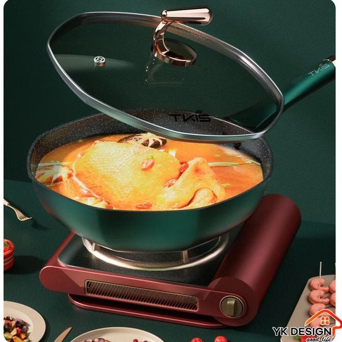 Sale Yk Design - Wajan Batu Medis Persegi Delapan Anti Lengket 32Cm Yk-831  Inem_Jogja