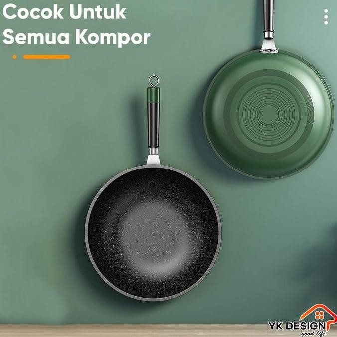 Murah Yk Design Wajan Batu Medis Ukuran 32Cm Warna Hijau Tua Anti Lengket Yk-837