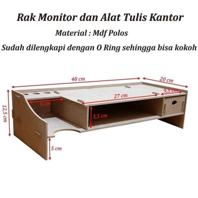 Meja Rak Alas Tatakan Stand Dudukan Kayu Laptop Monitor Imac Printer LAJ